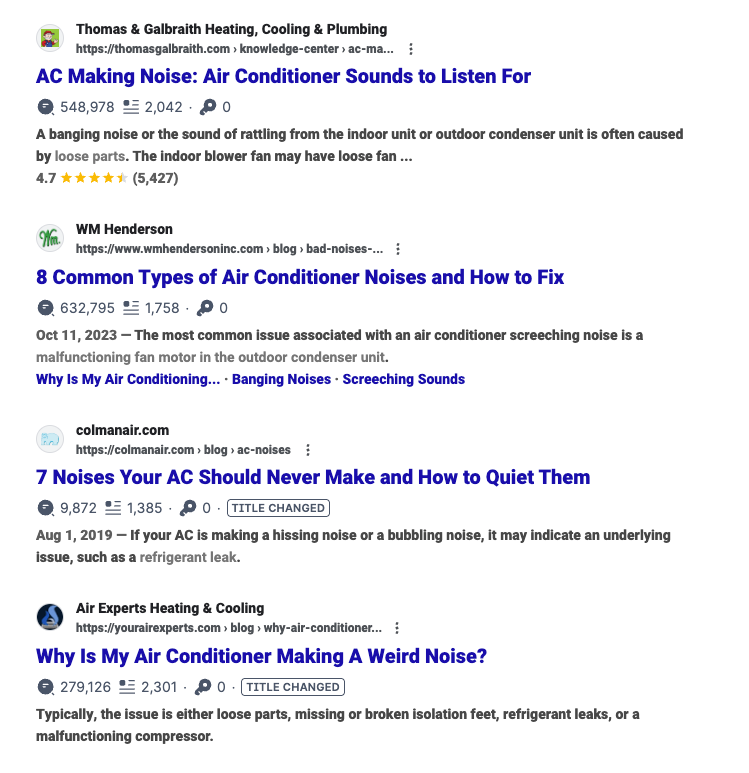 google search for HVAC services