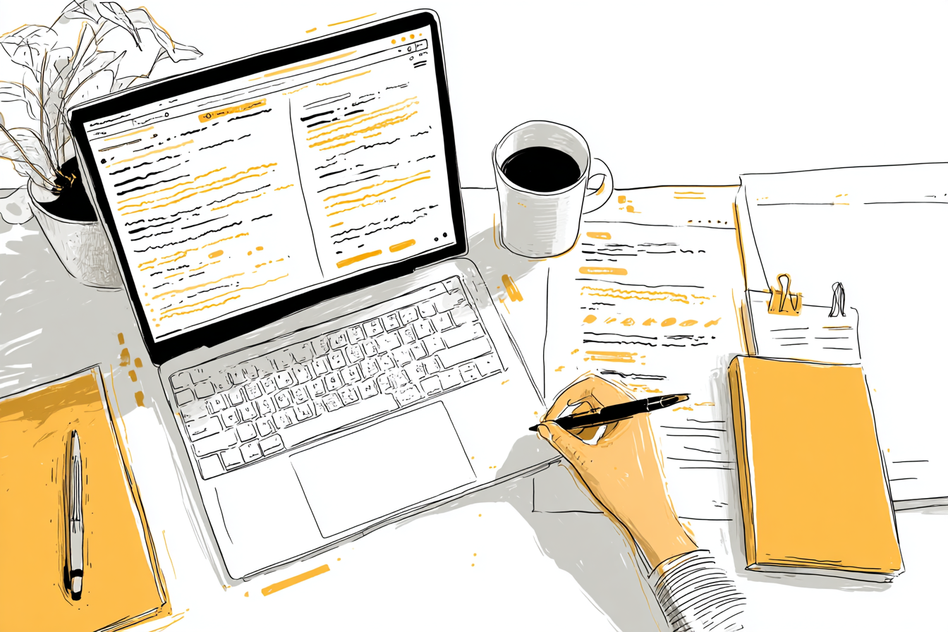 Marketing professional reviewing AI-generated SEO content