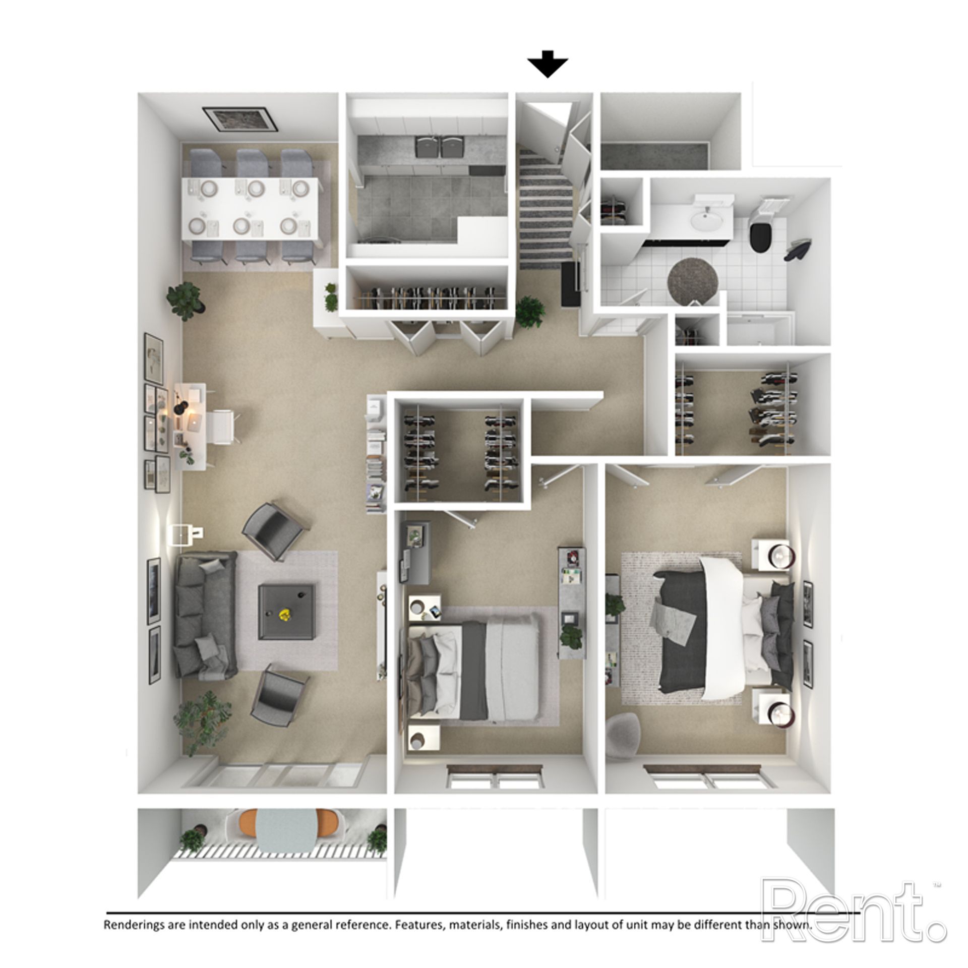 Floor plan 3D - apt 233