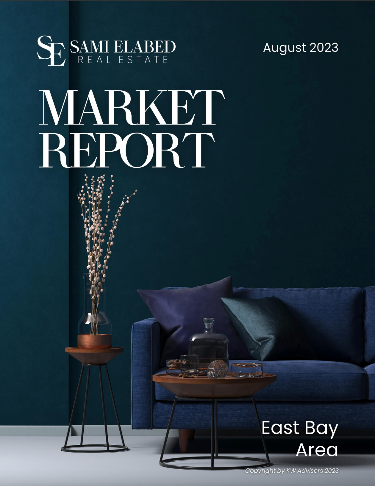 A blue couch is on the cover of a market report