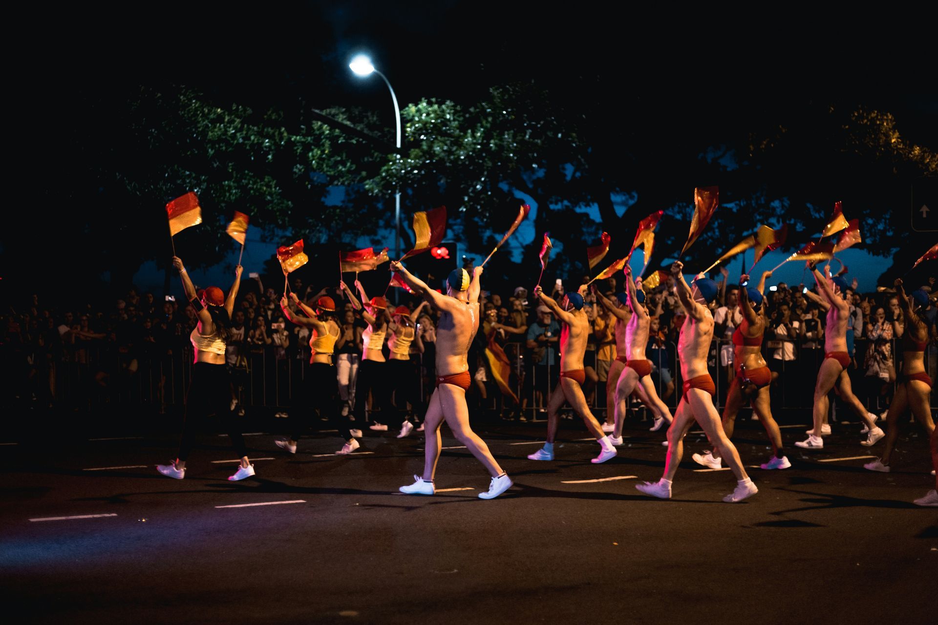 People parading while holding flags at the 2019 Sydney Mardi Gras.