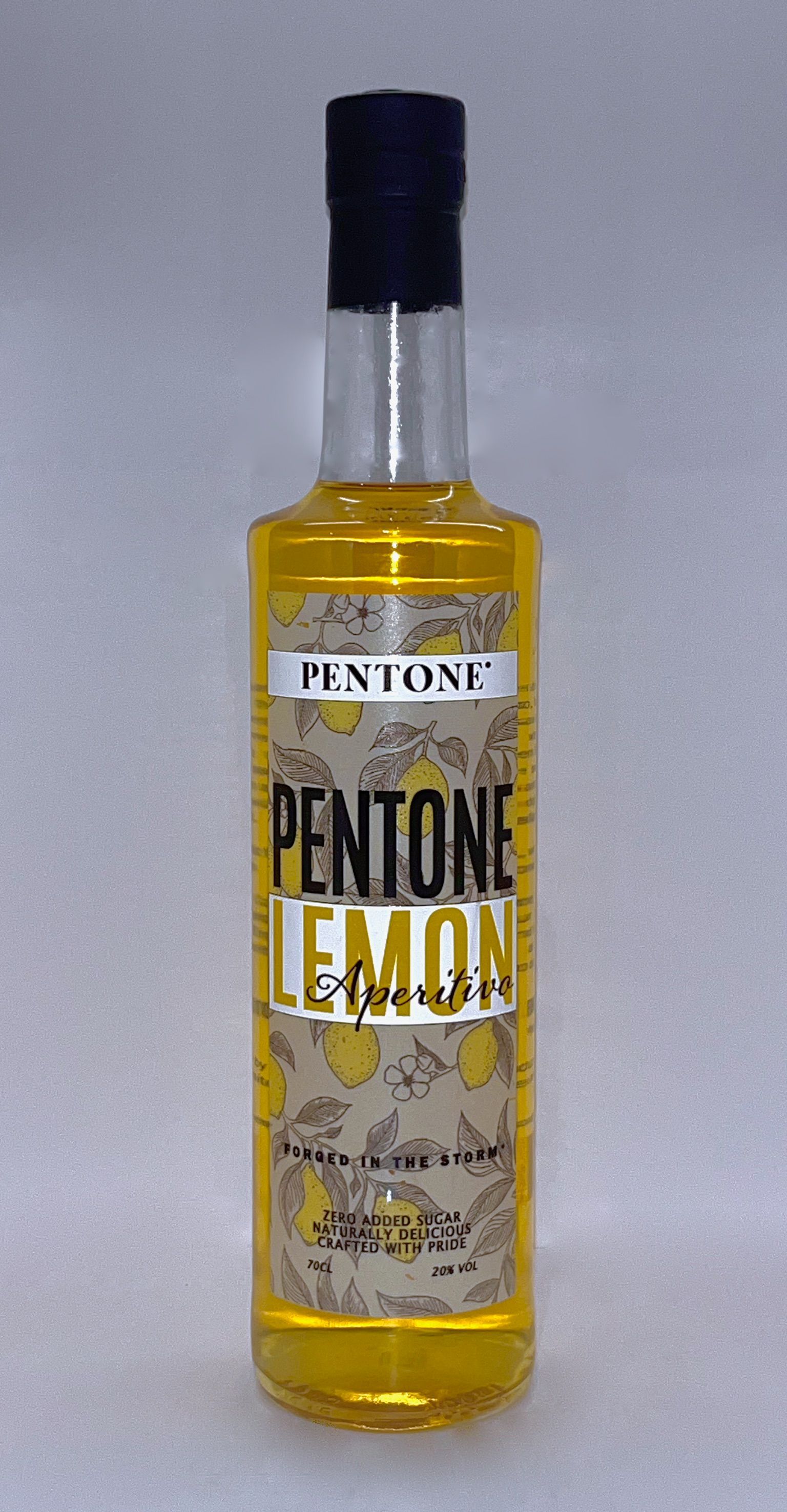 A bottle of Aperitivo pentone lemon sits on a table