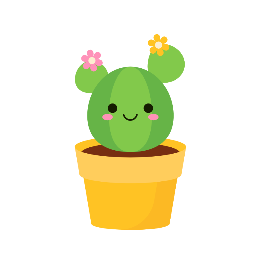 A cactus in a yellow pot with flowers on it 's branches.