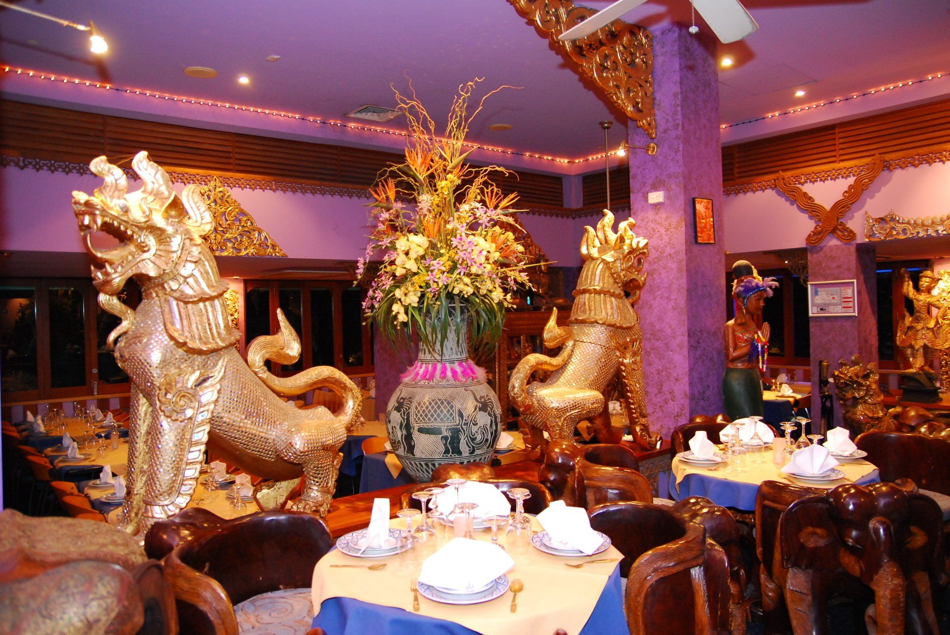 Two Lion Statues — Broadbeach, QLD — Chiangmai Thai Restaurant
