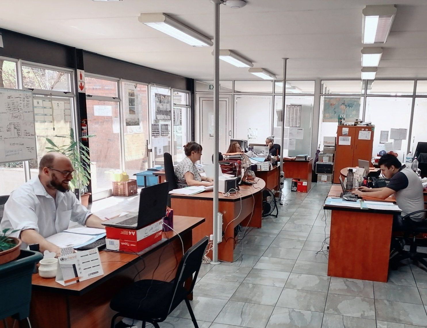 njr steel office with workers