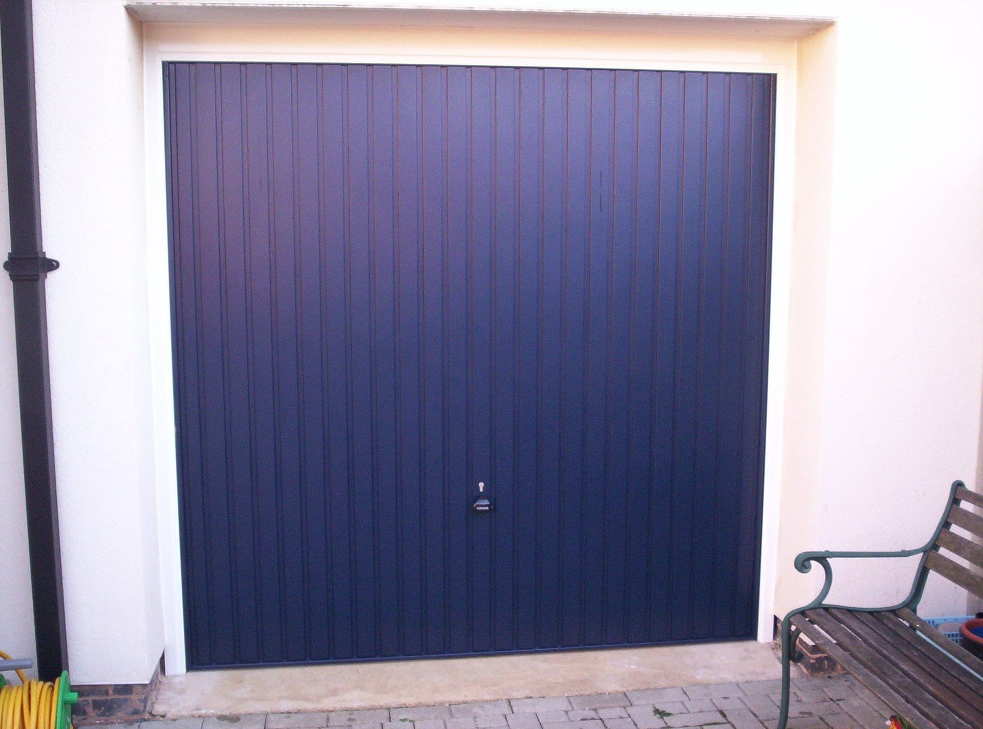 Blue garage doors
