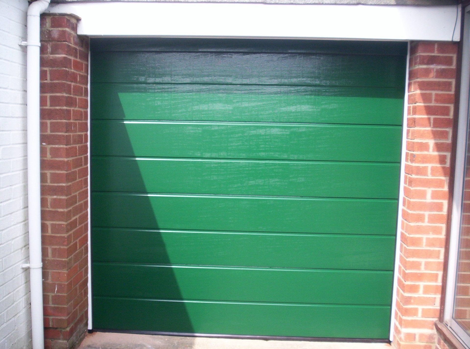 Green garage door