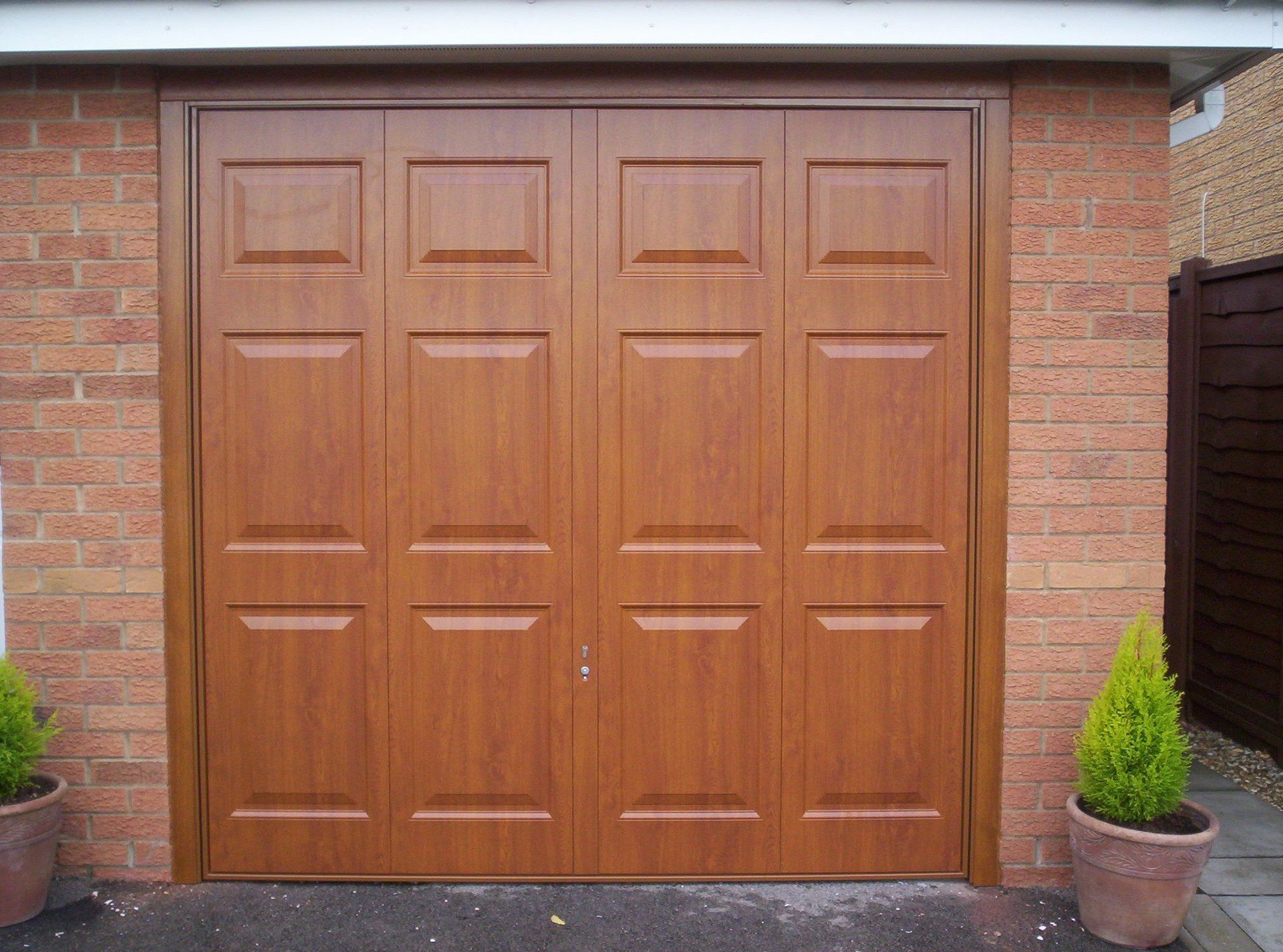 Wood finish garage doors