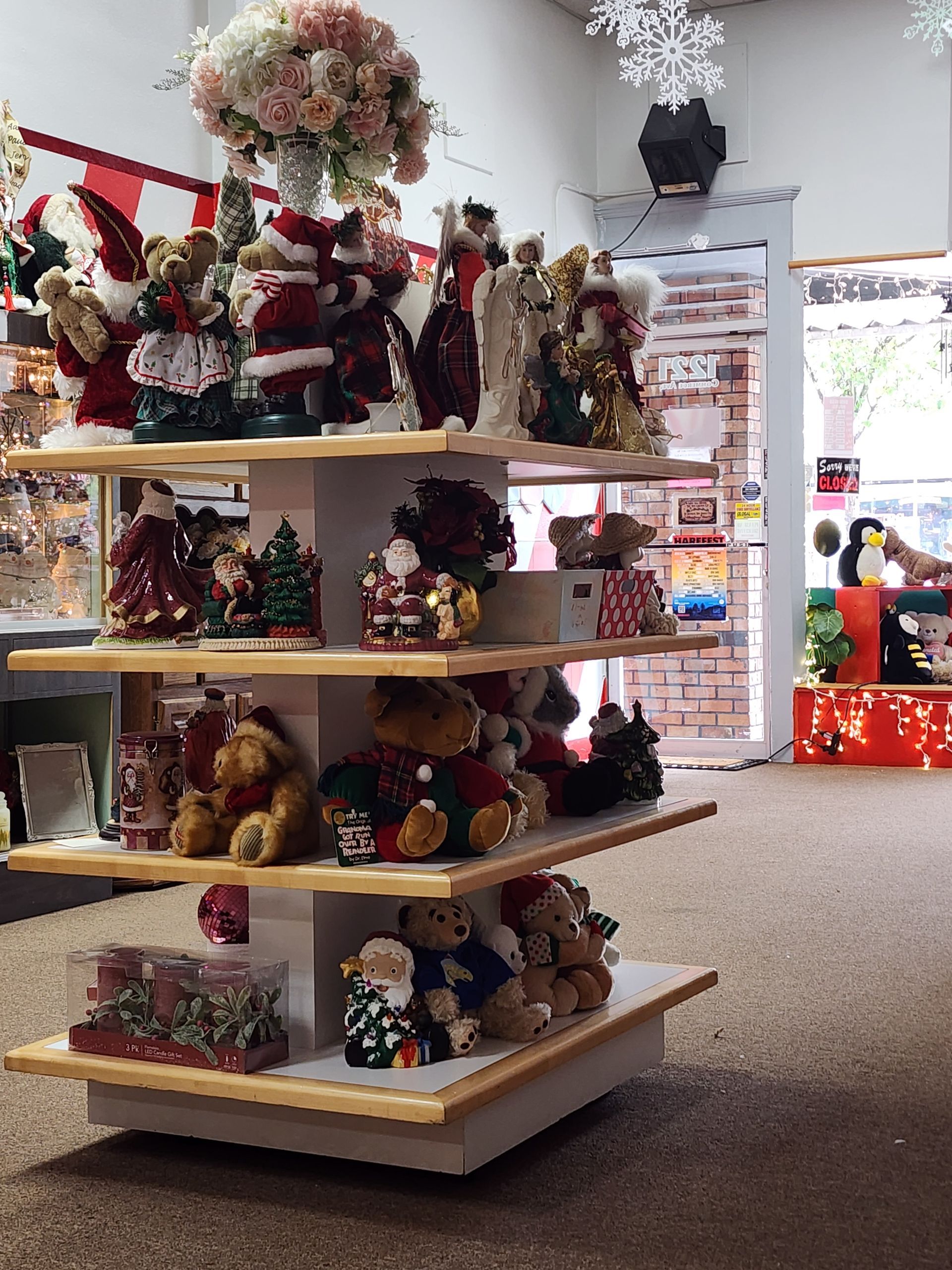 A display of christmas decorations in a store