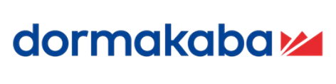 Dormakaba logo in blue and red text on a white background