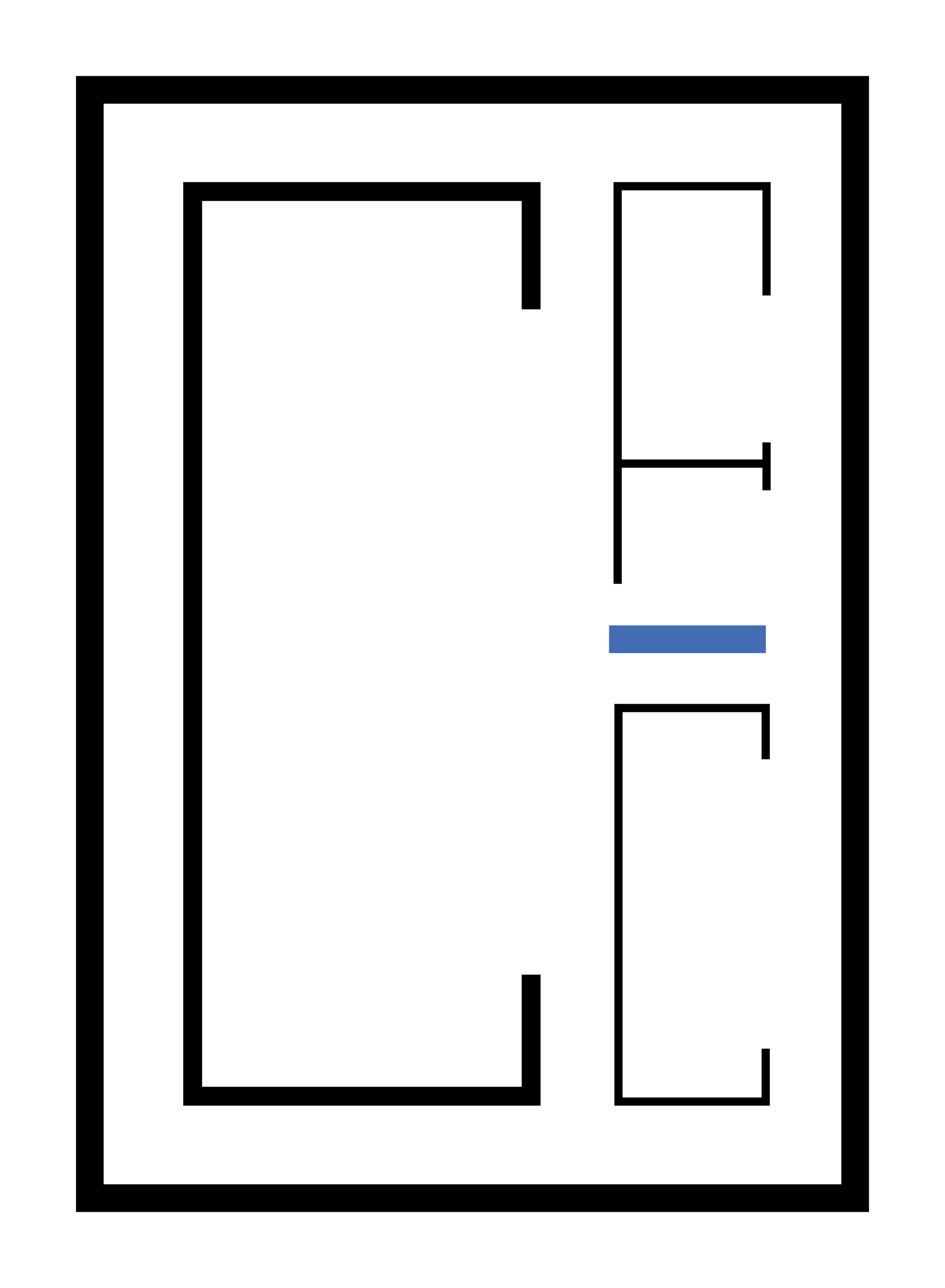 Black-outlined geometric logo with abstract C and E shapes and a blue horizontal bar.