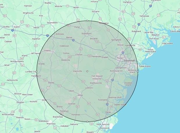 A map of the united states with a circle in the middle. A map of the united states with a circle in the middle.