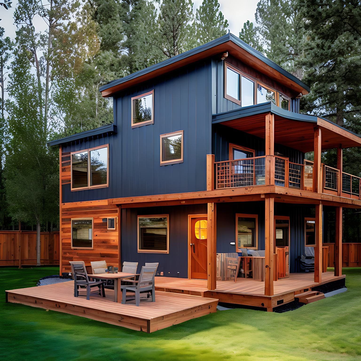 a large white house with black garage doors and windows .