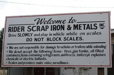 Welcome to Rider Scrap Iron and Metals Inc Sign — Scrap-Metal buying in Barren Springs, VA