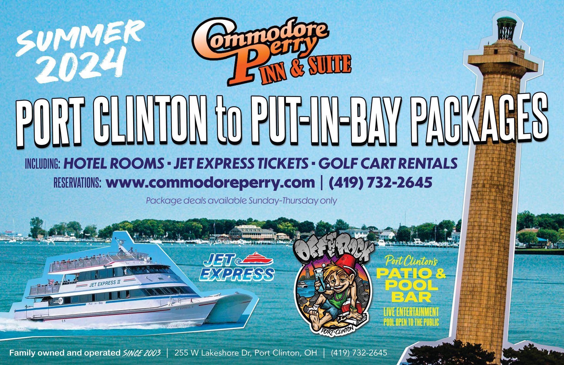 Port Clinton to Put-in-Bay Ohio, Packages from Commodore Perry