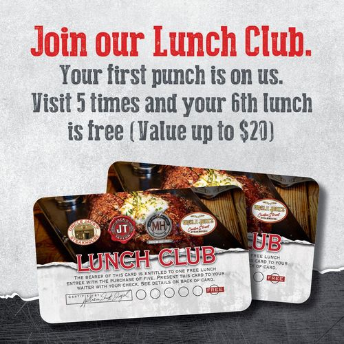 a sign that says join our lunch club