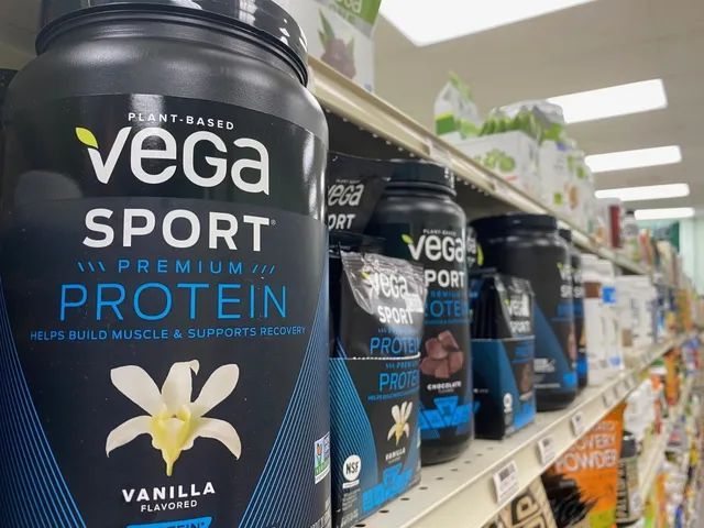 A Bottle of Vega Sport Protein is on a Shelf in a Store