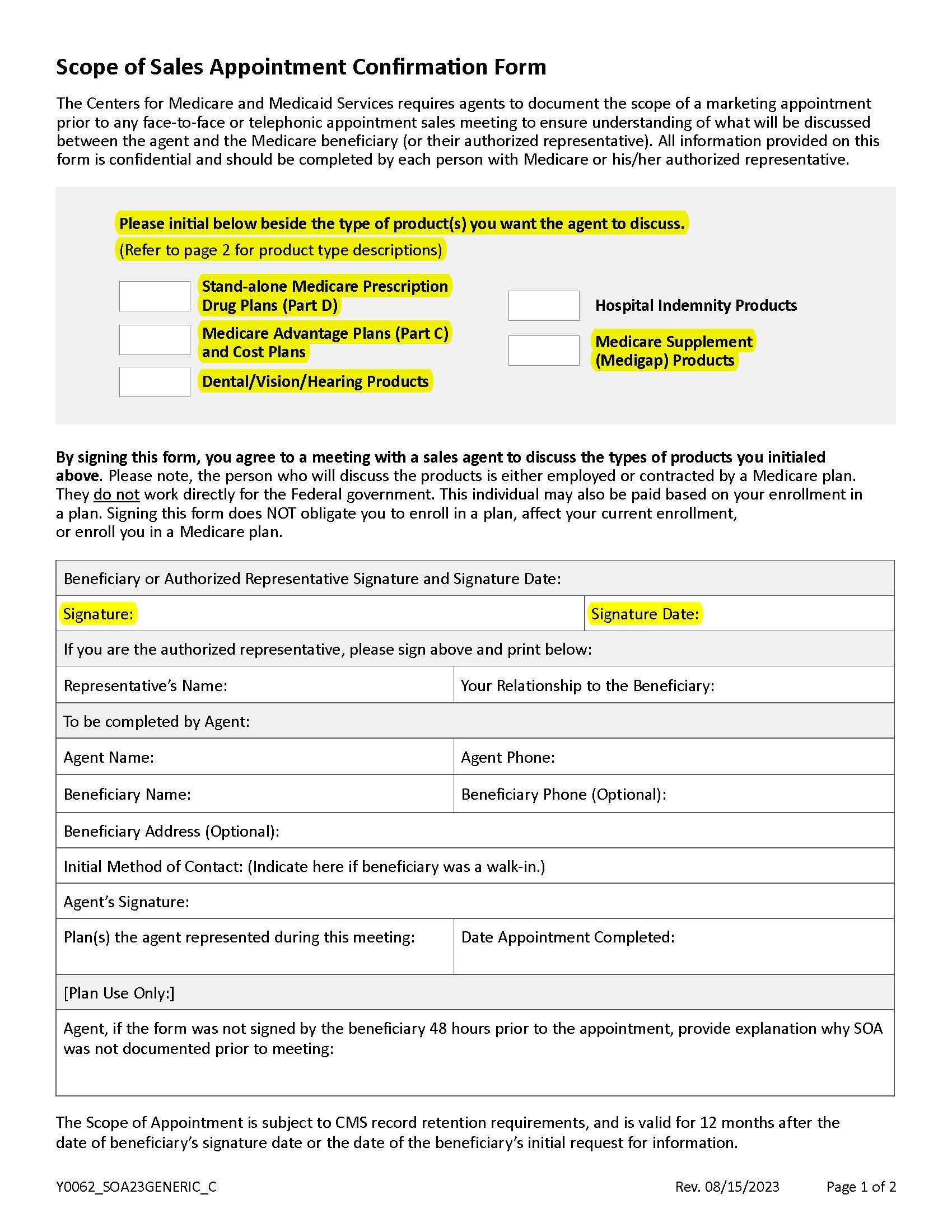 Medicare Scope of Appointment Form - Lisa Dailey Insurance Services