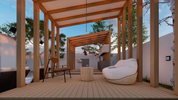 picture of a  relaxing deck and gazebo