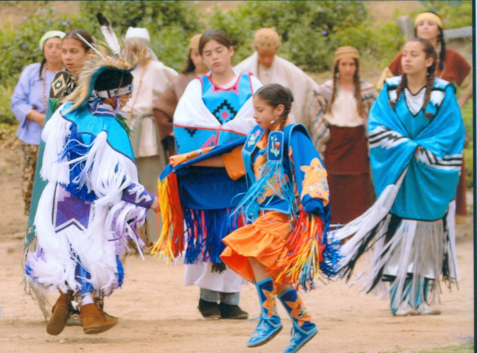 Photo of Native American dancers in a scene from the play 