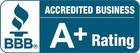 An accredited business bbb a+ rating logo