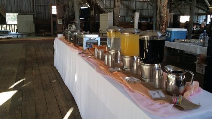 water, lemonade, and tea for wedding
