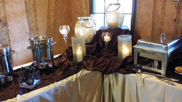 wedding catering buffet with large candles