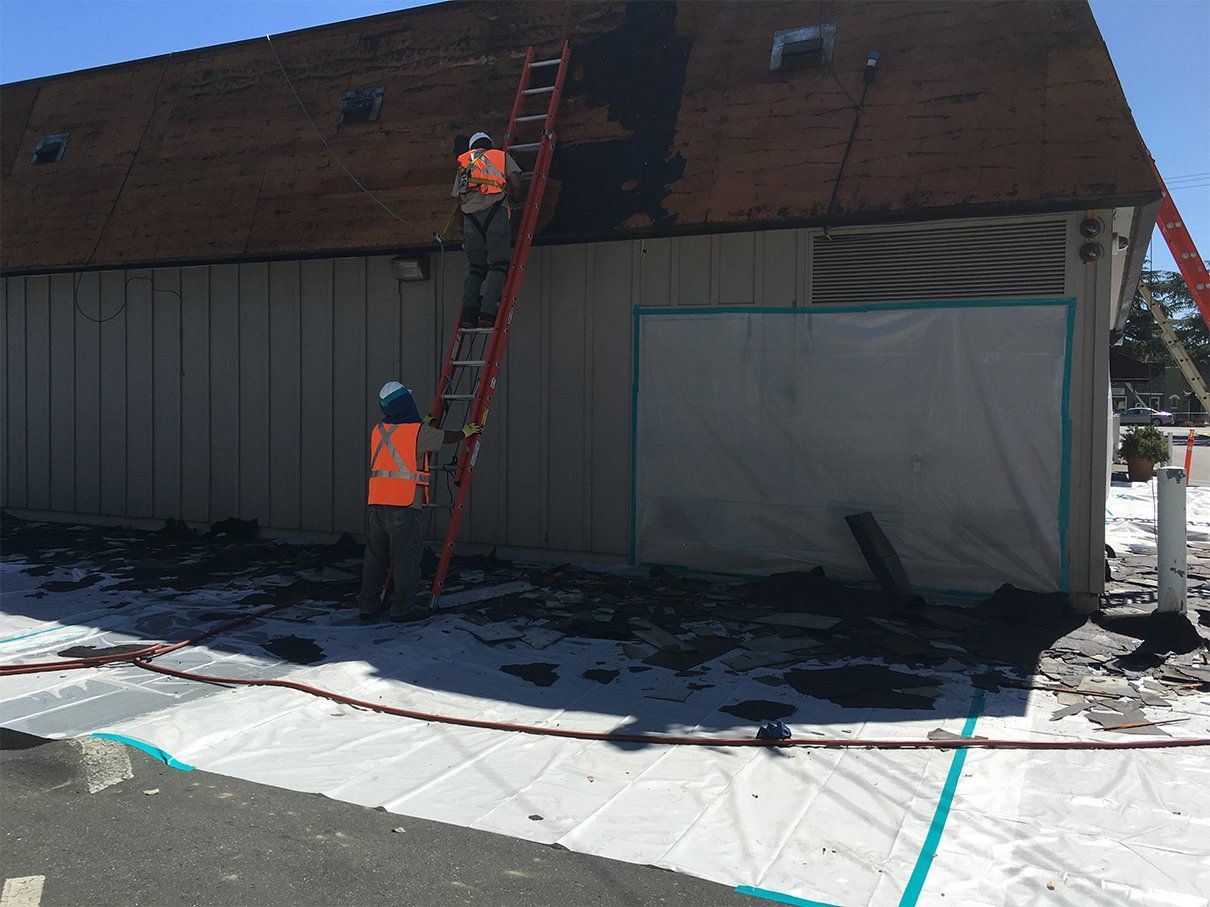 Construction Men On Ladder — Campbell, CA — JWH Asbestos Removal Services