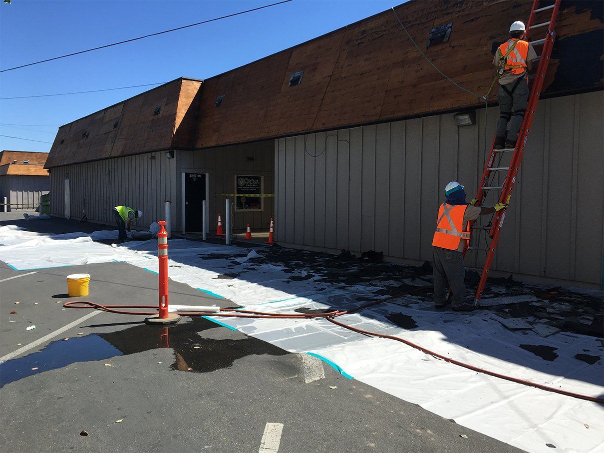 Two Men On Ladder — Campbell, CA — JWH Asbestos Removal Services