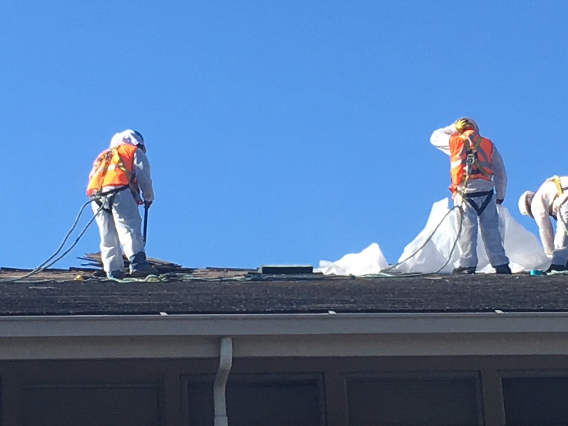 Men On Top Of Roof — Campbell, CA — JWH Asbestos Removal Services