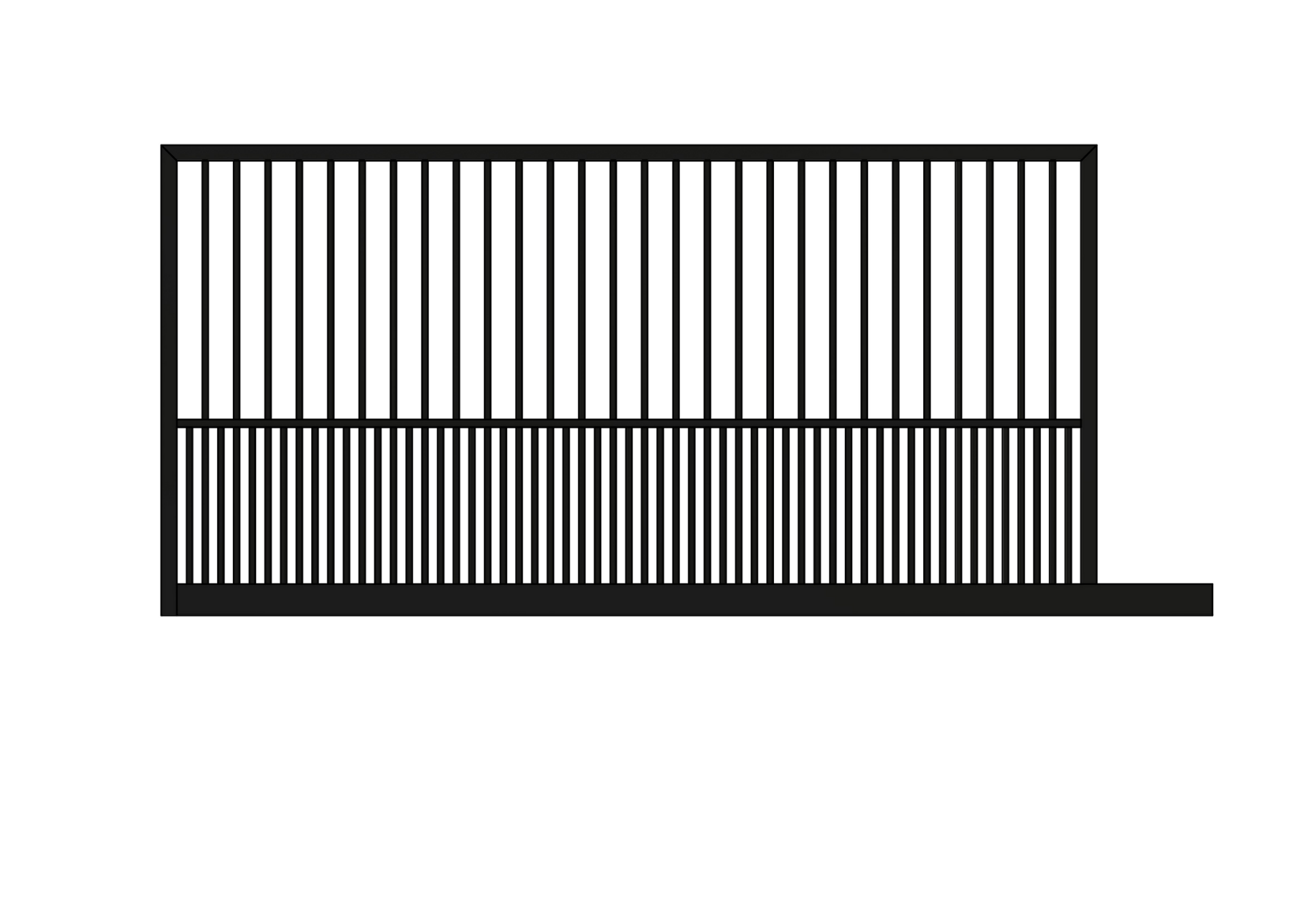A black and white drawing of a gate.