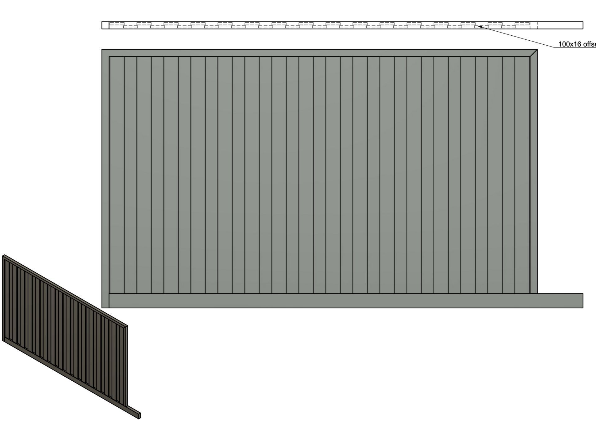 A drawing of a sliding gate.