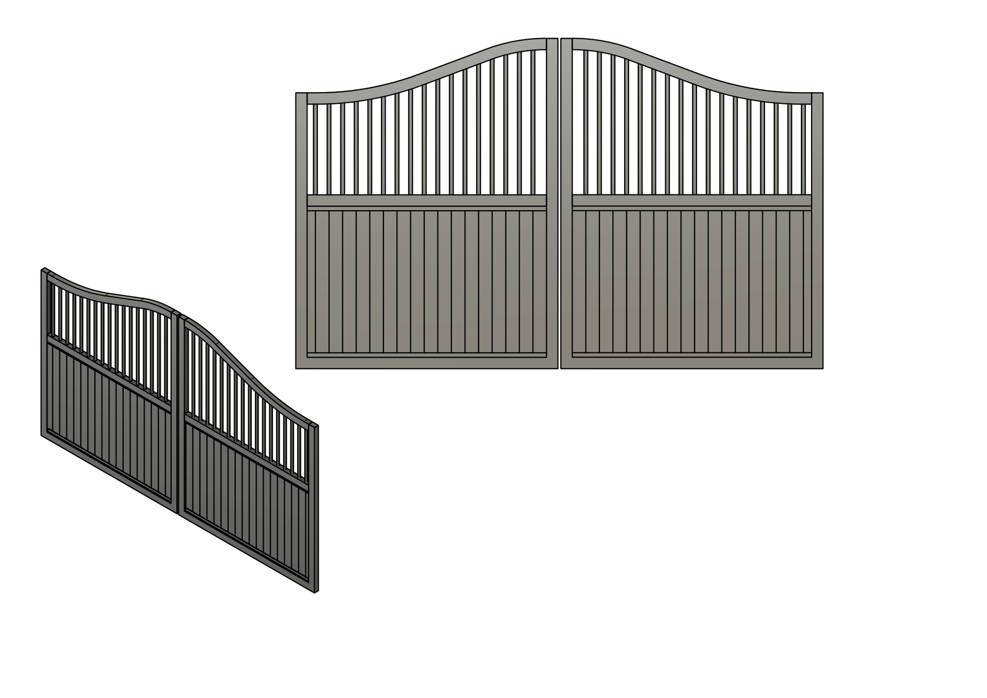 A black and white drawing of a gate.