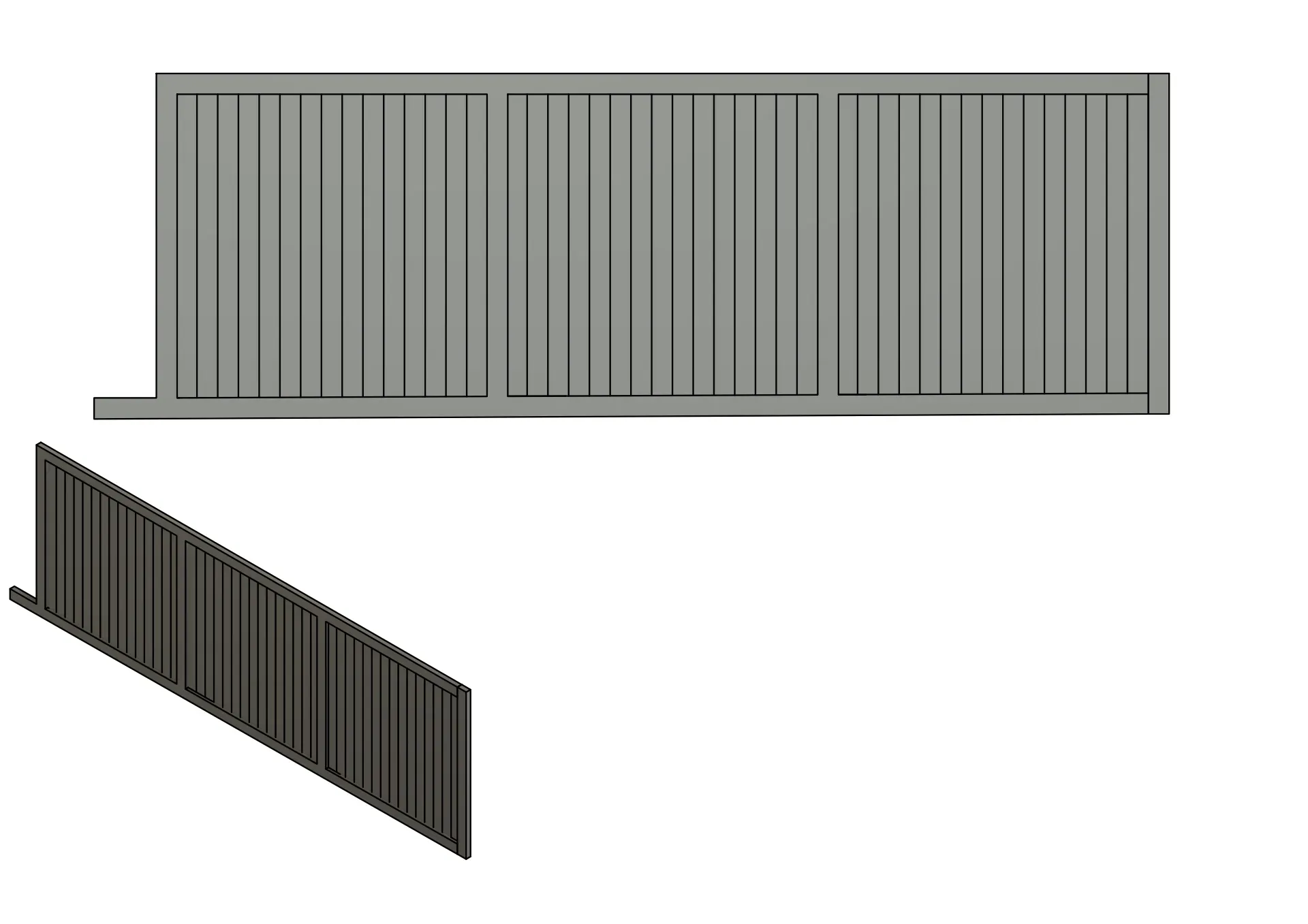 A drawing of a sliding gate.