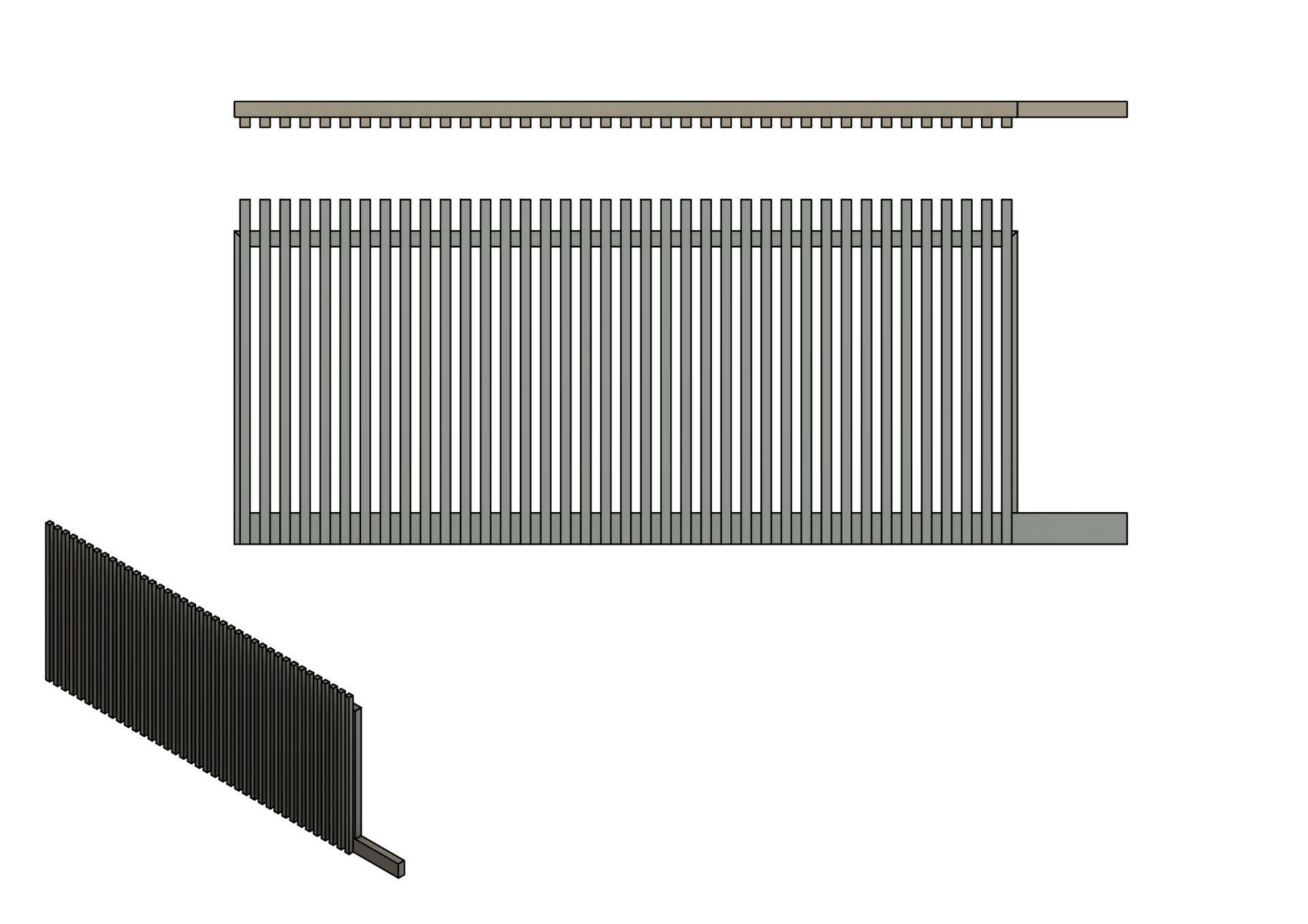 A black and white drawing of a gate.