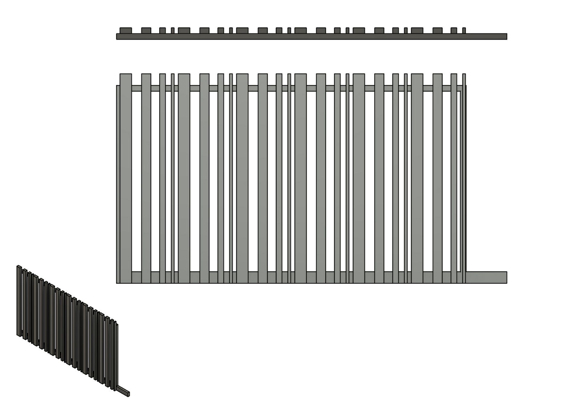 A black and white drawing of a gate.