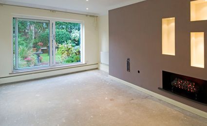 room interior with smooth plastering