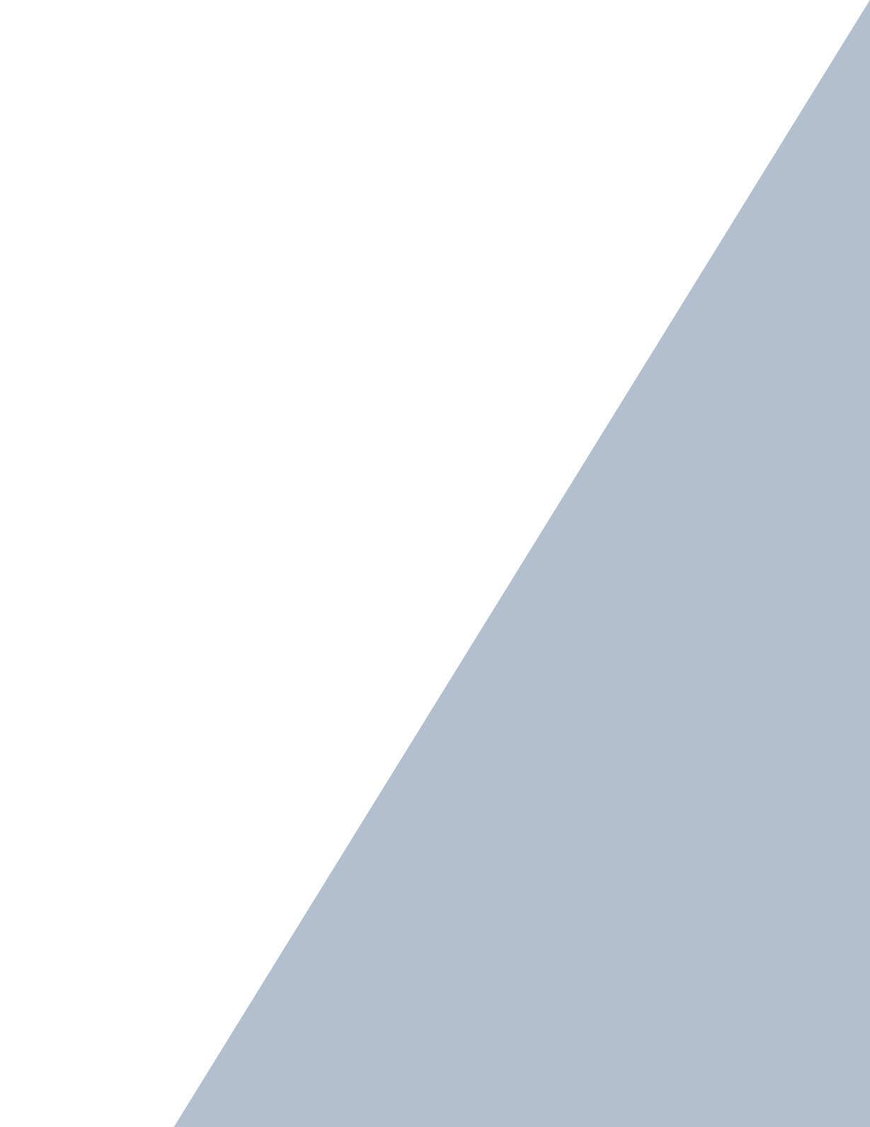 A blue and white triangle on a white background.