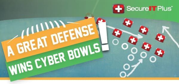 A sign that says a great defense wins cyber bowls