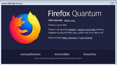 A firefox quantum window with a fox logo on it.