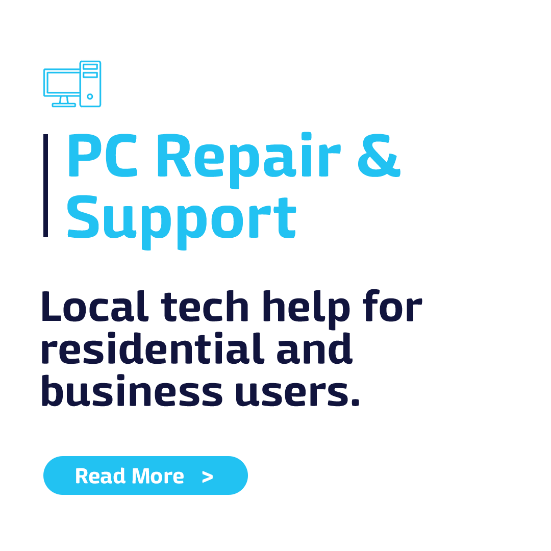 A computer repair and support ad that says local tech help for residential and business users.