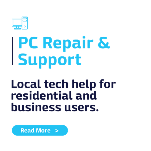A computer repair and support ad that says local tech help for residential and business users.