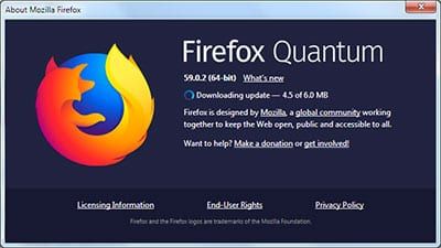 A screenshot of firefox quantum on a computer screen.