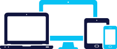 A computer , laptop , cell phone , and monitor are shown.