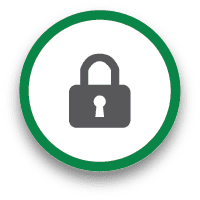 An icon of a padlock in a green circle.