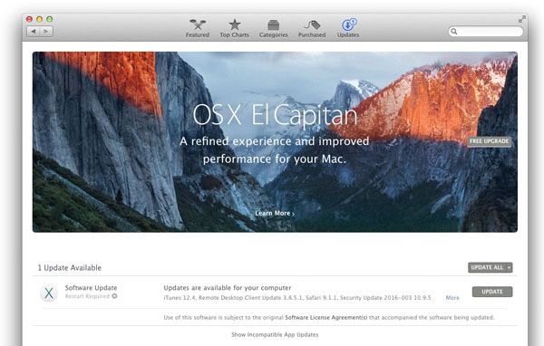 A screenshot of the osx el capitan website