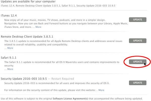 A screenshot of a website that says updates are available for your computer