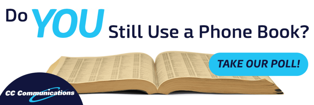 An open book with the words do you still use a phone book