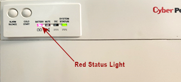 A red status light is shown on a white appliance