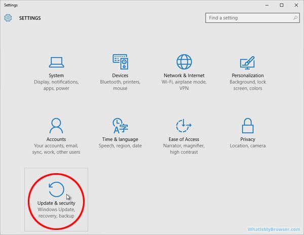 A screenshot of the settings window on a windows computer.